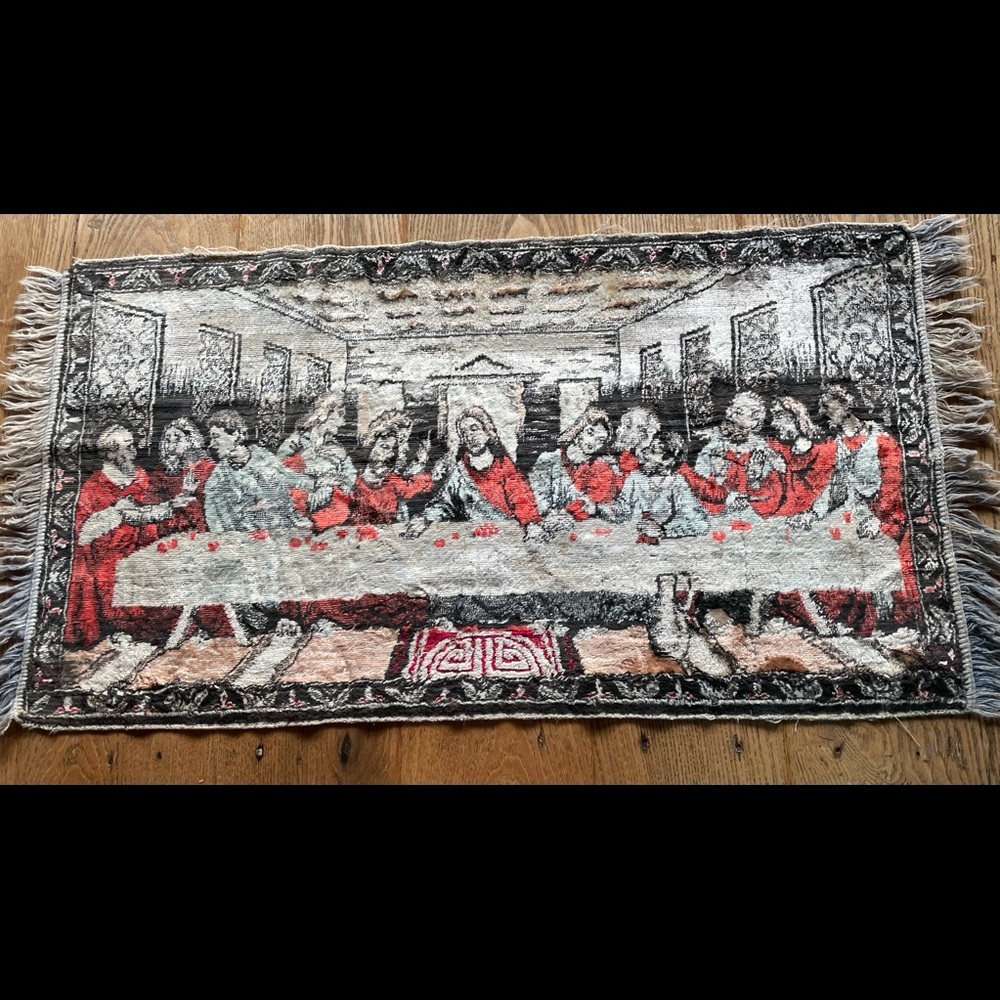 Vintage Last Supper Da Vinci Velvet Wall Hanging